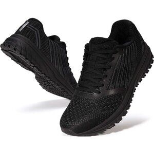 Men's Supportive Running Walking Jogging Workout Athletic Sneakers Black Shoes